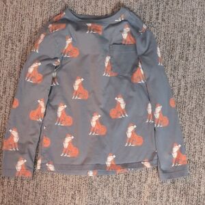 Tea Collection Gray and Orange Fox Long Sleeve Tee